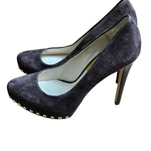 Michael Kors Ailee Suede Studded Pumps Platform 7.5 M Stiletto Heels Glam Chic